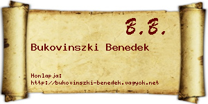 Bukovinszki Benedek névjegykártya